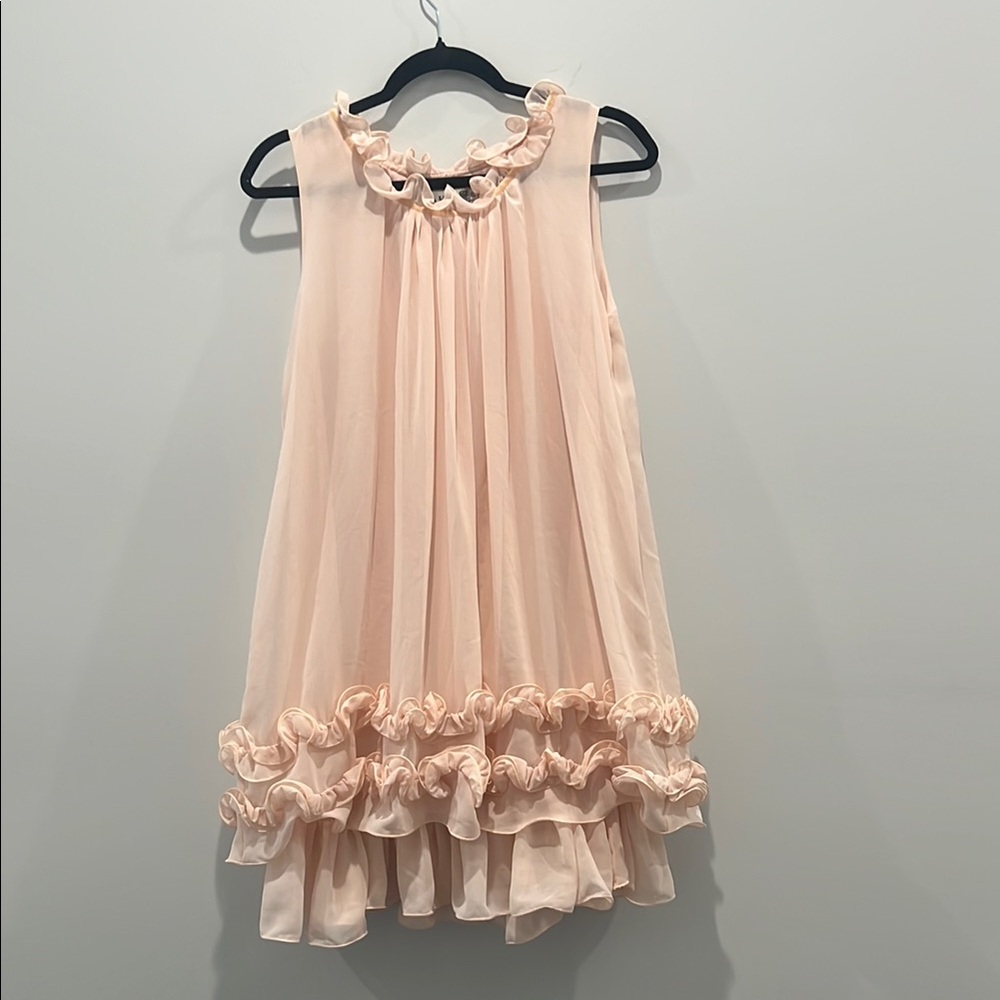 Pink Ruched Tiered Babydoll Dress
